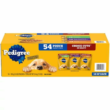 Pedigree Variety Pack, Choice Cuts in Gravy Adult Wet Dog Food, 3.5 Oz., 54 Ct.